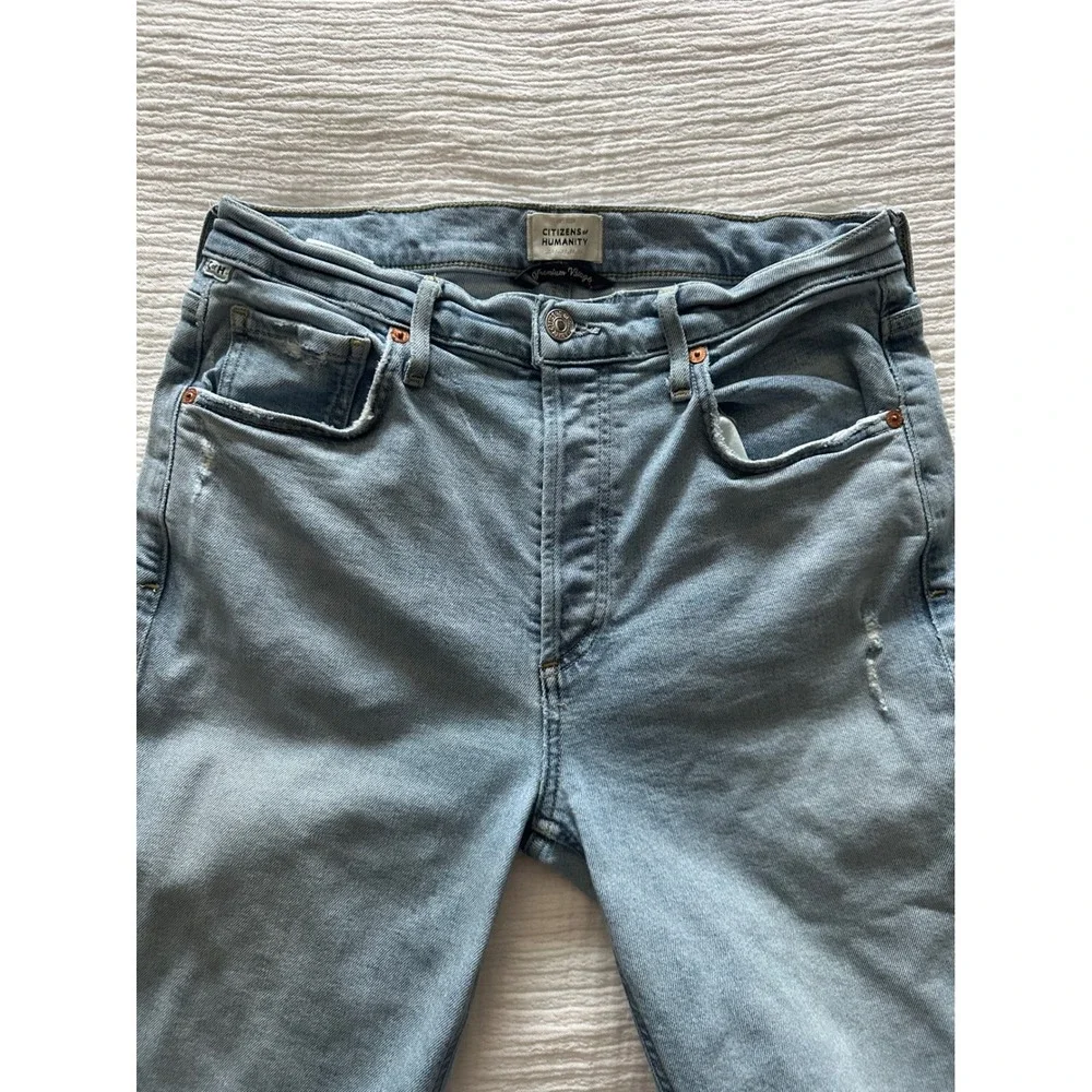 Citizens of Humanity Isola‎ High Rise Straight Cropped Jeans Light 28 Raw Hem